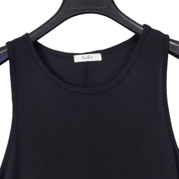 Tres Bien Womens Linen Tank Top Size XL Black Round Neck Sleeveless Pullover New - Picture 4 of 10